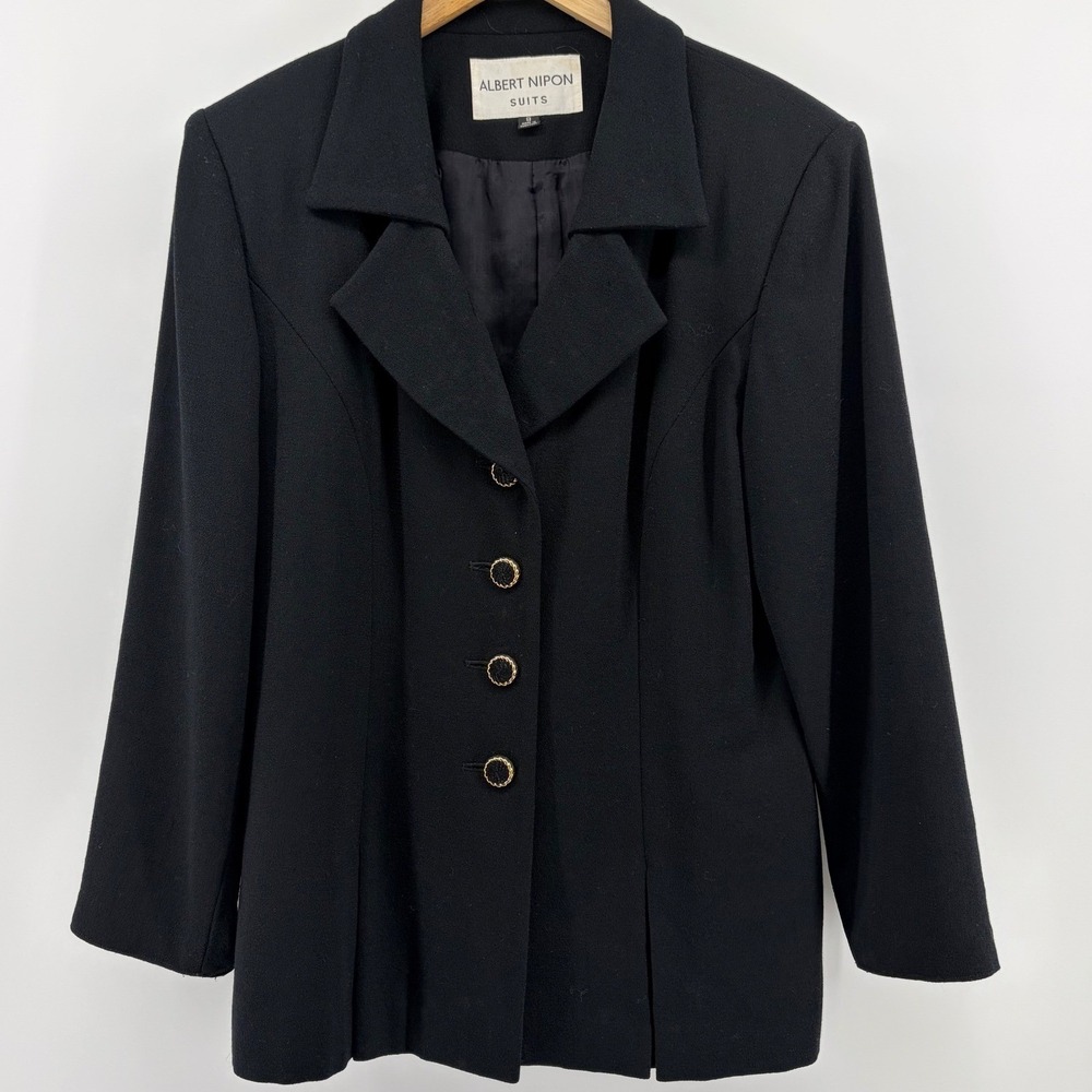 Albert Nippon Suits Womens Black WOOL Blazer Jacket‎ Size 8